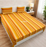 Handloom Cotton Bedsheet with Pillow Covers Brown