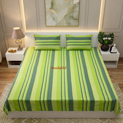Handloom-Cotton-Bedsheet-with-Pillow-Covers-Mint-Green-1