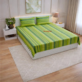 Handloom Cotton Bedsheet with Pillow Covers Mint Green