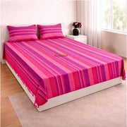 Handloom-Cotton-Bedsheet-with-Pillow-Covers-Pink-1