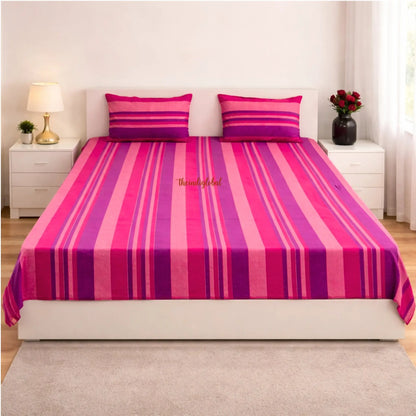 Handloom-Cotton-Bedsheet-with-Pillow-Covers-Pink-3