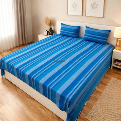 Handloom-Cotton-Bedsheet-with-Pillow-Covers-Sky-Blue-2