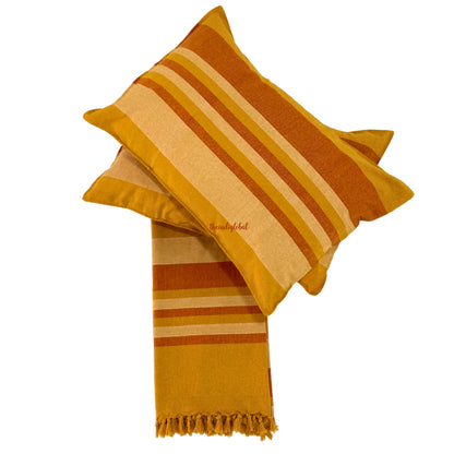 Handloom Cotton Bedsheet with Pillow Covers Brown