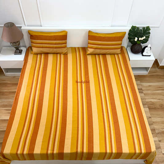 Handloom Cotton Bedsheet with Pillow Covers Brown