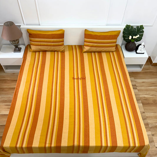 Handloom Cotton Bedsheet with Pillow Covers Brown