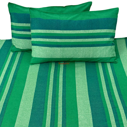 Handloom Cotton Bedsheet with Pillow Covers  Green