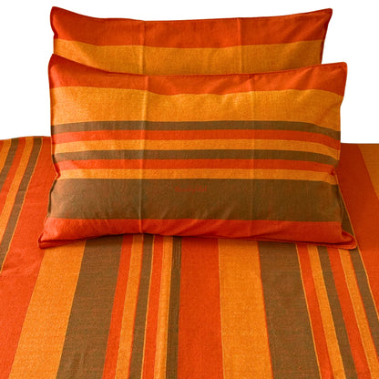 Handloom Cotton Bedsheet with  Pillow Covers Orange