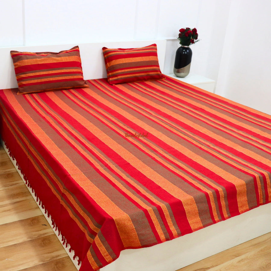 Handblock cotton bedsheet red 2