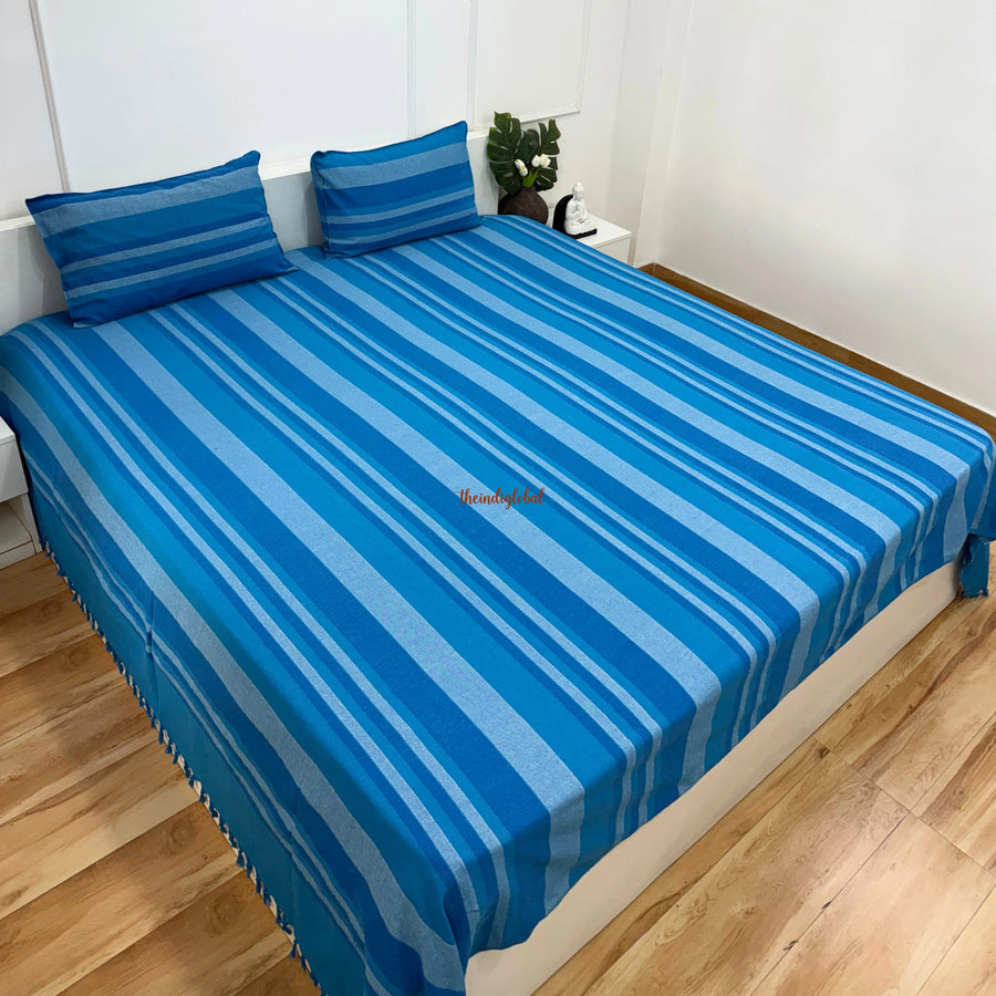 Handloom Cotton Bedsheet skyblue 2
