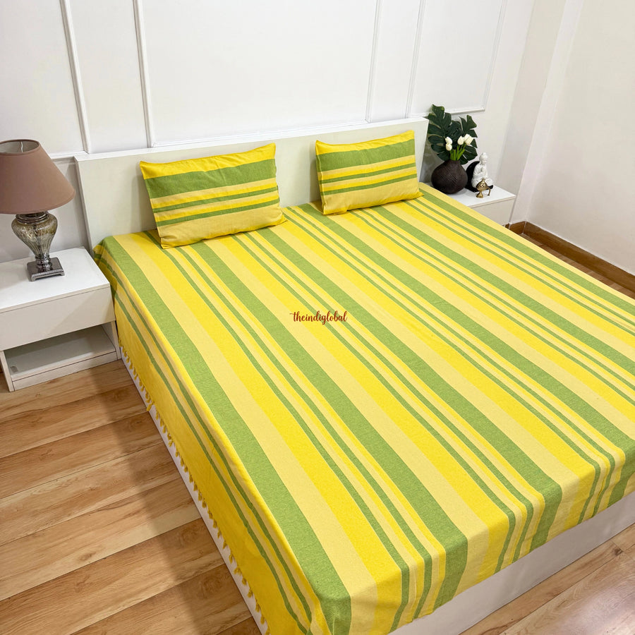 Handloom Cotton Bedsheet yellow 3