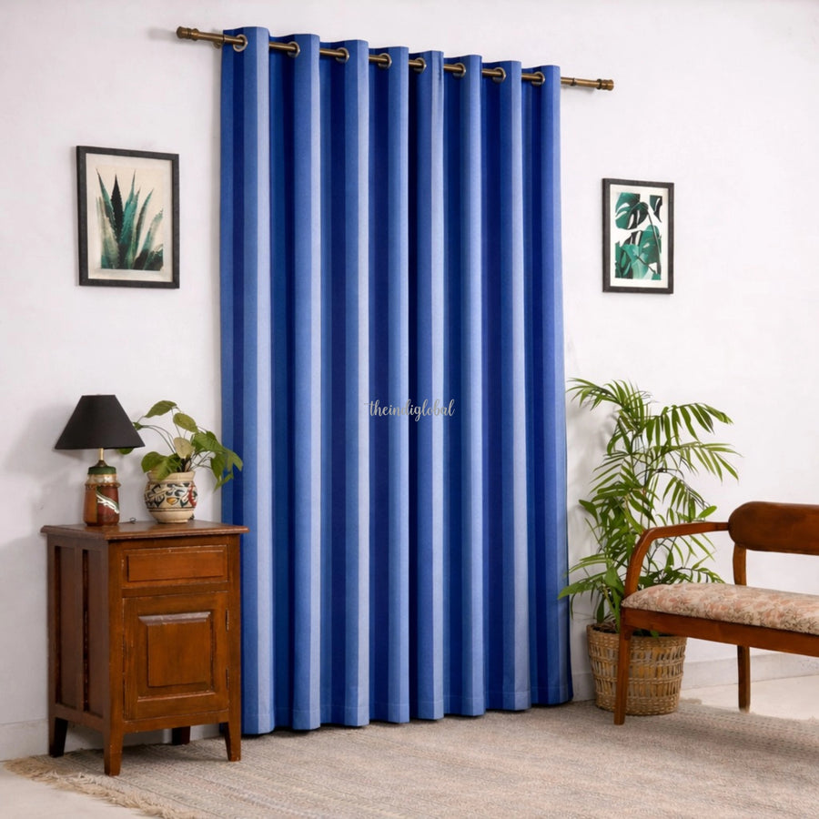 Handloom Cotton Curtain BLUE 1
