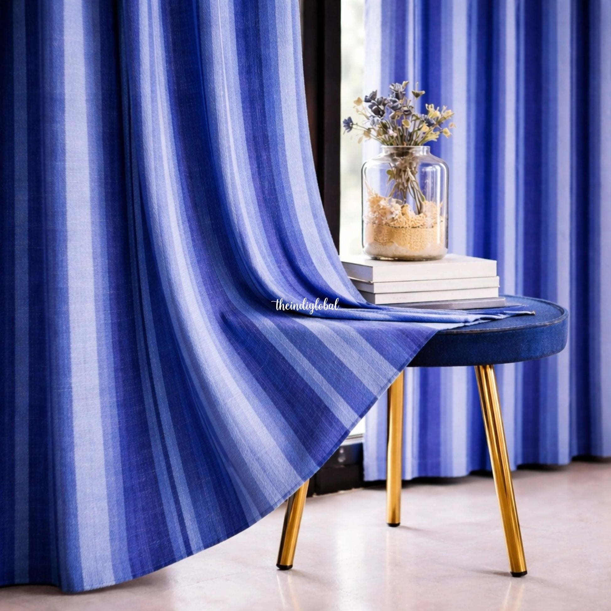 Handloom Cotton Curtain BLUE 3