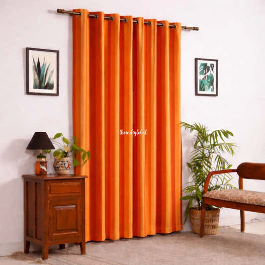 Handloom Cotton Curtain orange 1