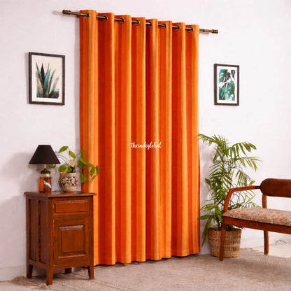 Handloom Cotton Curtain orange 1