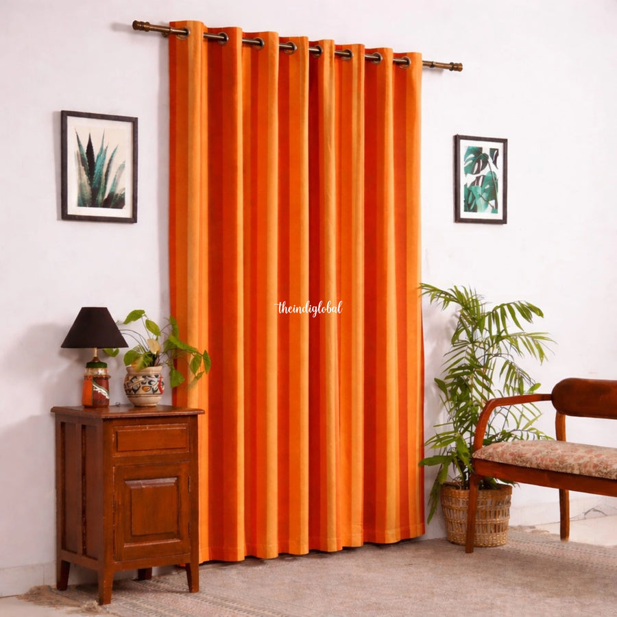 Handloom Cotton Curtain orange 1