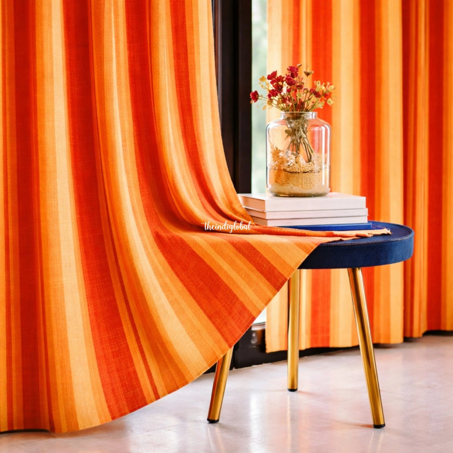 Handloom Cotton Curtain orange 3