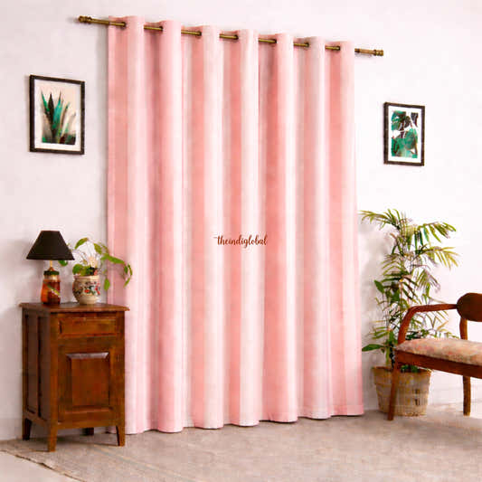 White Pink Blackout Window Curtains
