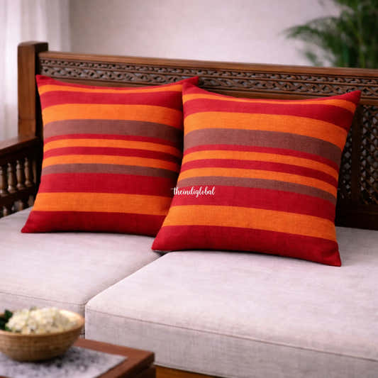Handloom Cotton Cushion Cover Red 1