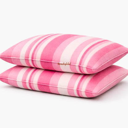 Handloom Cotton Pillow Cover Pink White 2