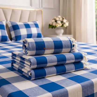 HandloomCottonbedsheetbluecheck5