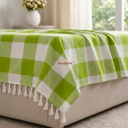 HandloomCottonbedsheetgreencheck4