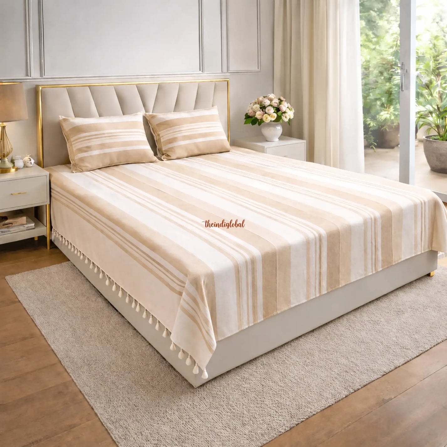 Handloom_Cotton_Bedsheet_with_Pillow_Covers_Beige_1