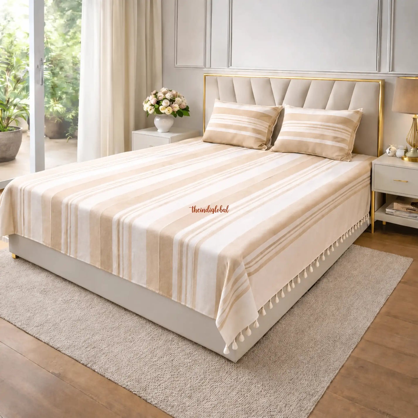 Handloom_Cotton_Bedsheet_with_Pillow_Covers_Beige_2
