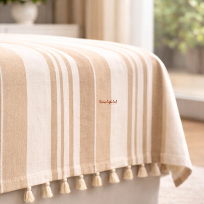 Handloom Cotton Bedsheet with Pillow Covers Beige 4