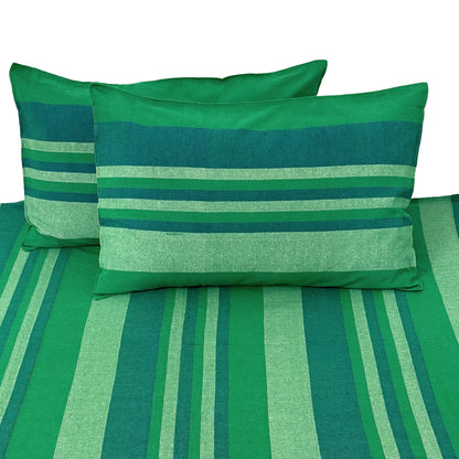 Handloom Cotton Bedsheet with Two Pillow Covers King Size Dark Green