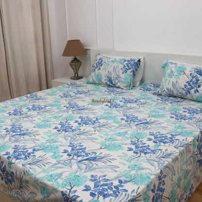 Homi Cotton Bedsheets for King Size with Two Matching Pillow Covers