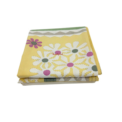 Homi Cotton Bedsheet for King Size Two Reversible Pillow Covers Yellow Green