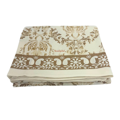 Homi Hand Block Soft Cotton Bedsheet with 2 Pillow Covers Brown
