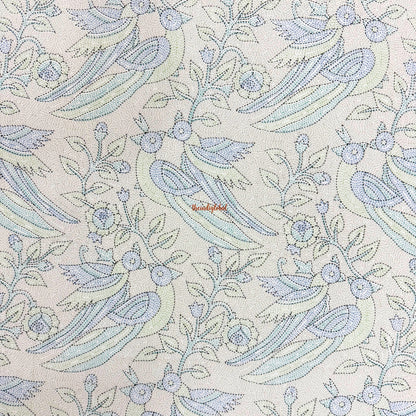 Homi Cotton Bedsheet with Pillow Covers Kantha Print Pastel Blue