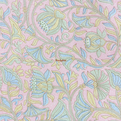 Homi Cotton Bedsheet with Pillow Covers Kantha Print Pastel Pink
