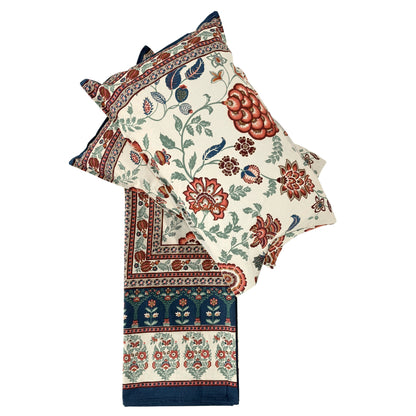 Homi Cotton Bedsheet with Pillow Covers Blue Brown