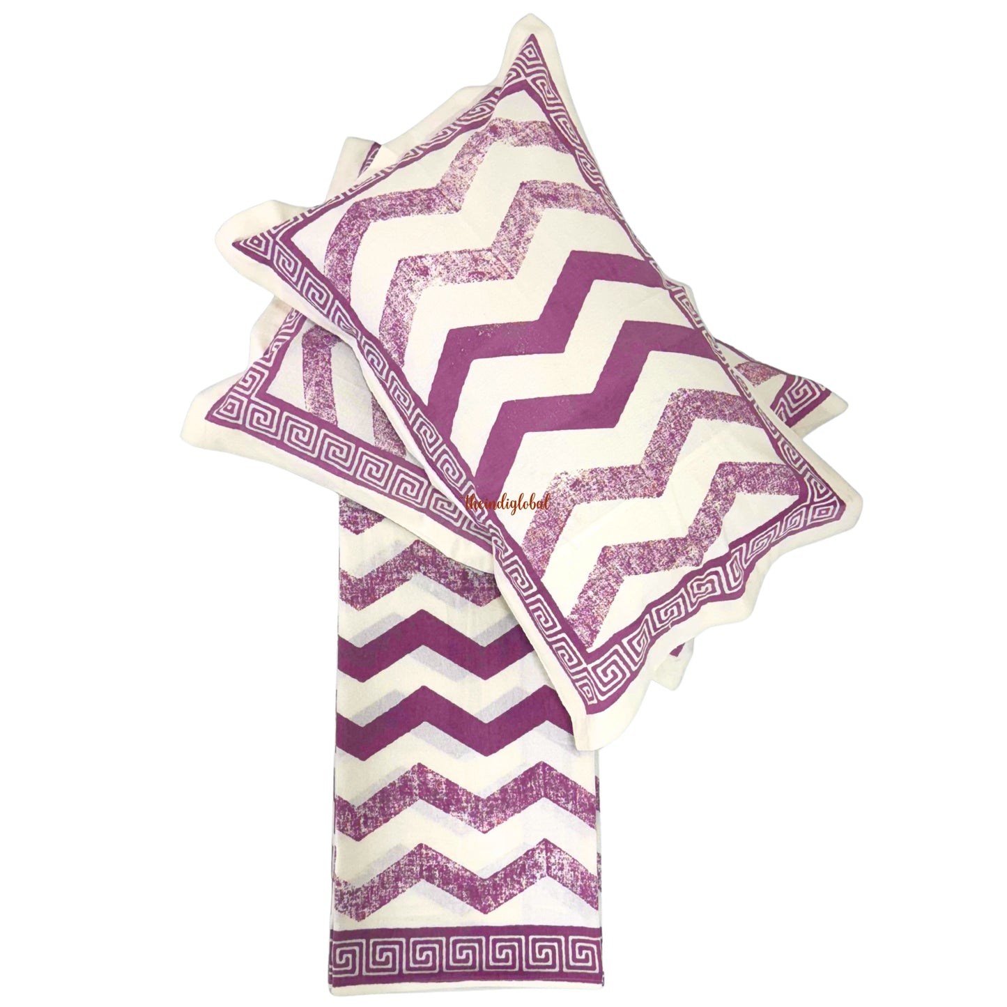 Homi Cotton Bedsheet with Pillow Covers Purple Stripes
