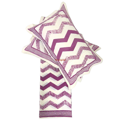 Homi Cotton Bedsheet with Pillow Covers Purple Stripes