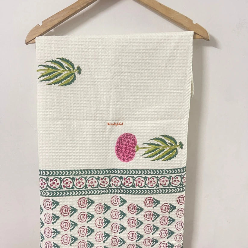 Irish Beauty Handblock Waffle Cotton Body Towel