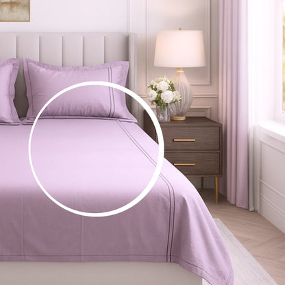 Lavender 400TC Percale Hand Embroidered 100% Cotton Bedsheet