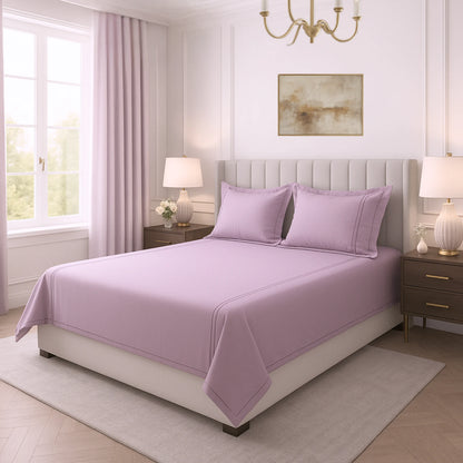 Lavender 400TC Percale Hand Embroidered 100% Cotton Bedsheet
