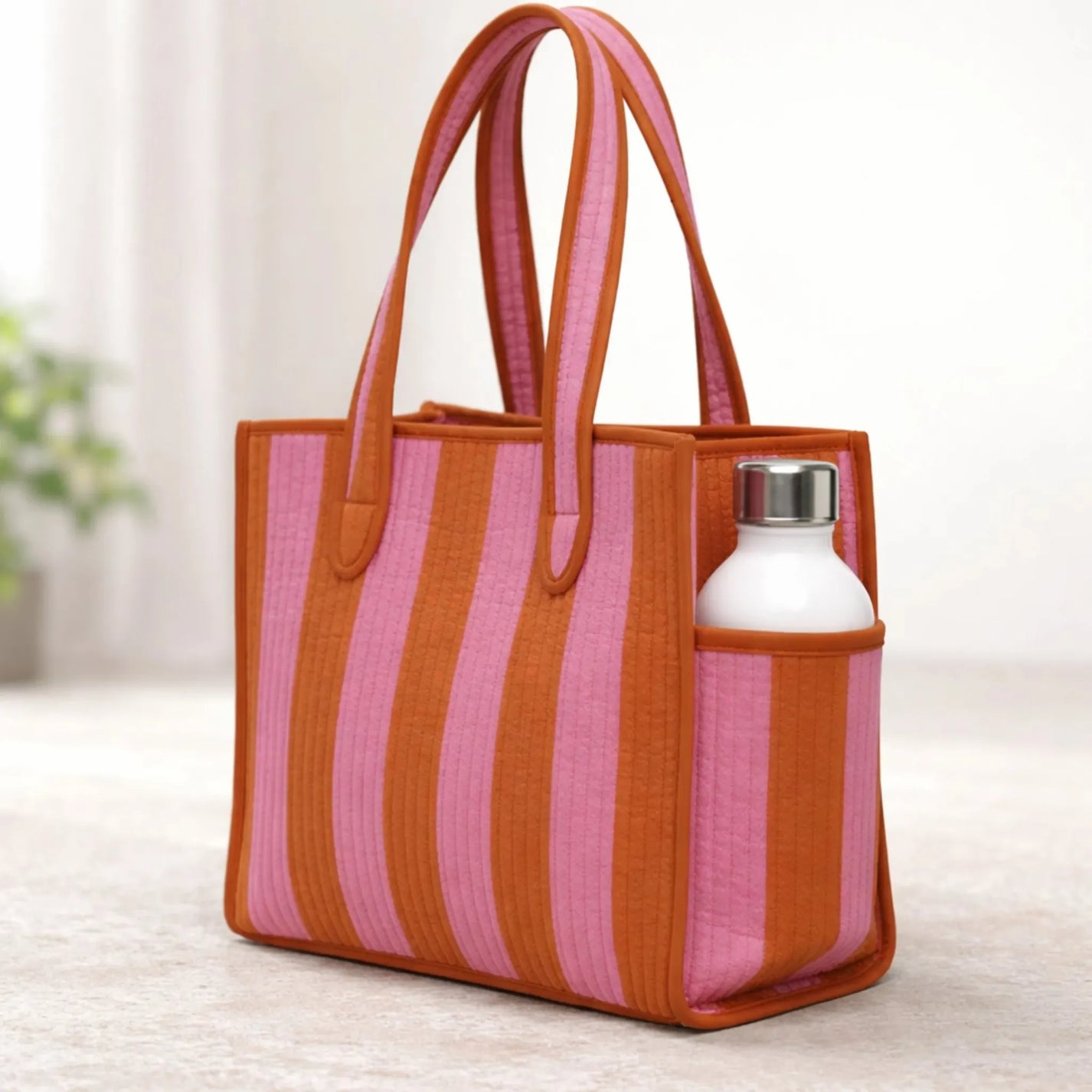 Mini-Tote-Bag-with-Zip-Bottle-Holder-Rosewood-Stripe-3