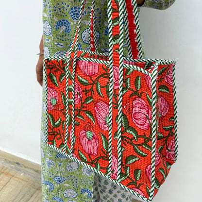 Mini Tote Bag with Zip Red