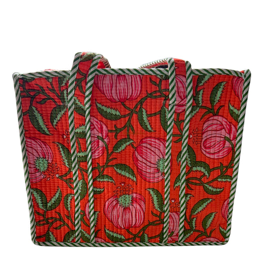 Mini Tote Bag with Zip Red