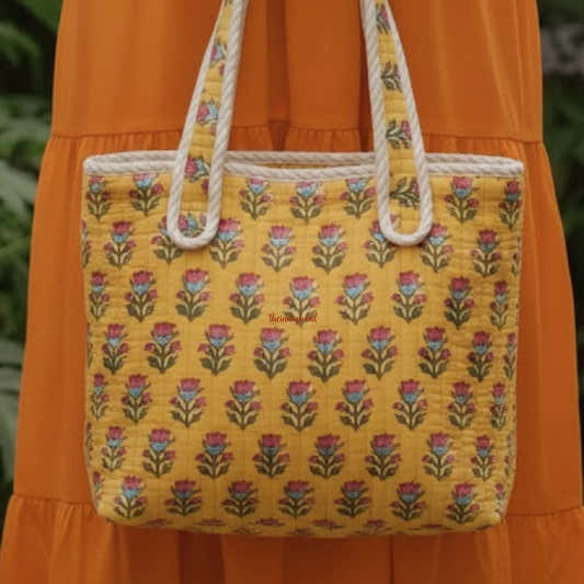 Mini Tote Bag with Zip & Bottle Holder Floral Mist