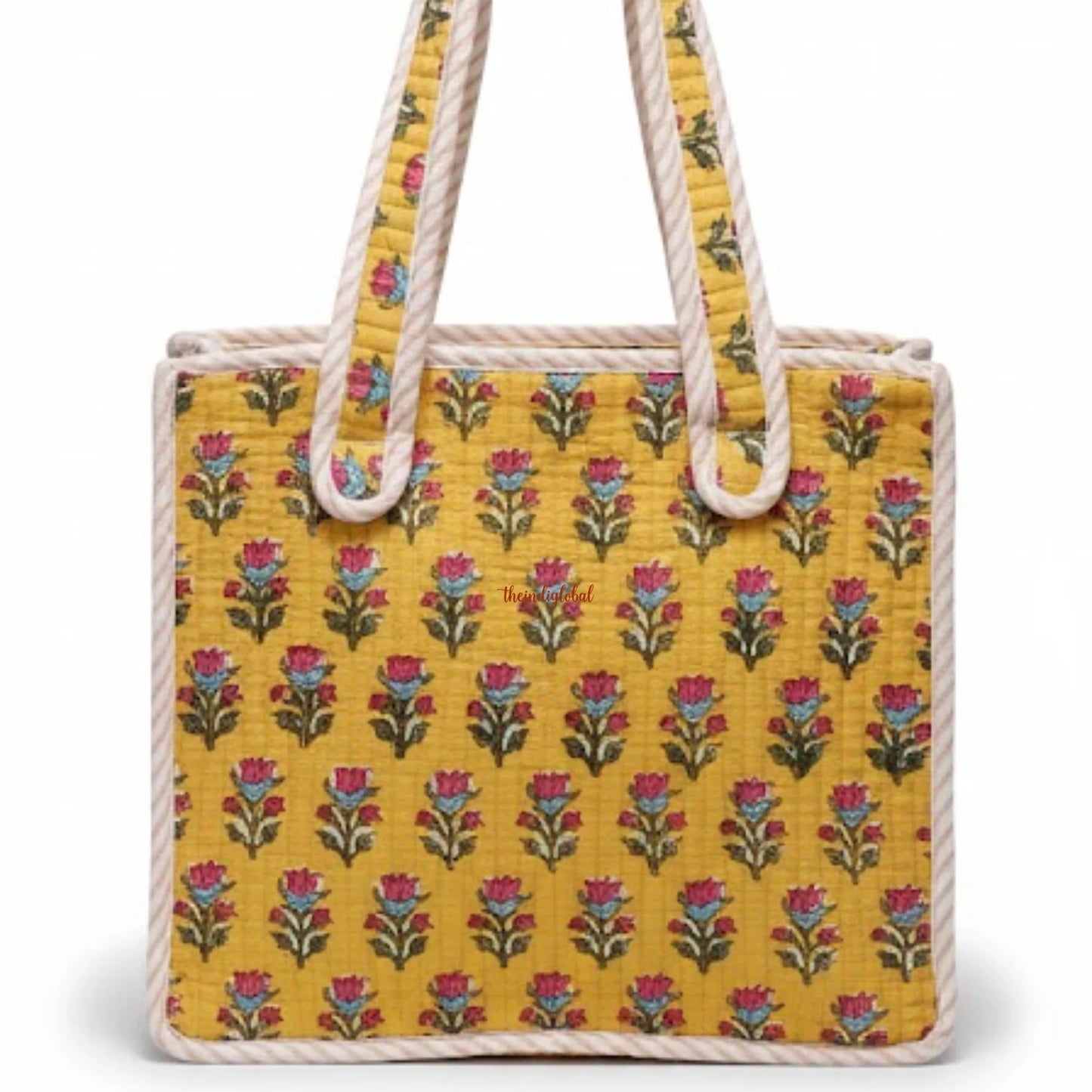 Mini Tote Bag with Zip & Bottle Holder Floral Mist