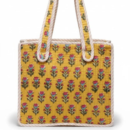 Mini Tote Bag with Zip & Bottle Holder Floral Mist