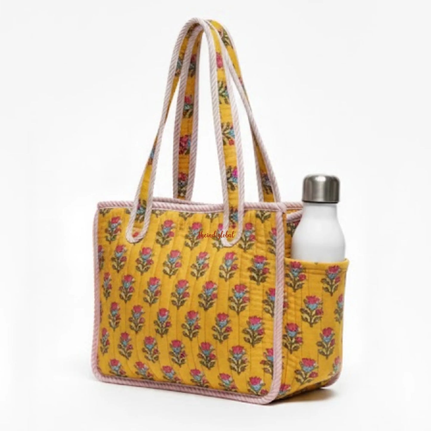 Mini Tote Bag with Zip & Bottle Holder Floral Mist