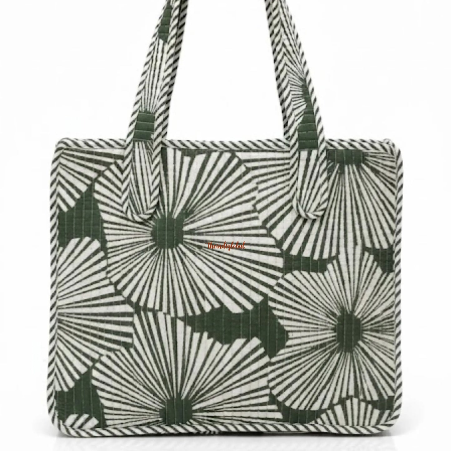 Mini Tote Bag with Zip & Bottle Holder Green