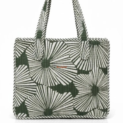 Mini Tote Bag with Zip & Bottle Holder Green