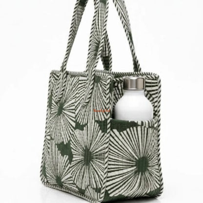 Mini Tote Bag with Zip & Bottle Holder Green